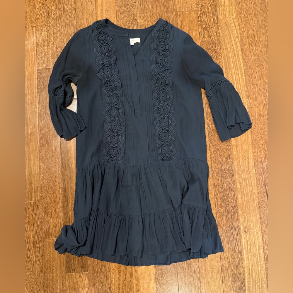 LOFT Navy Dress with Lace Details